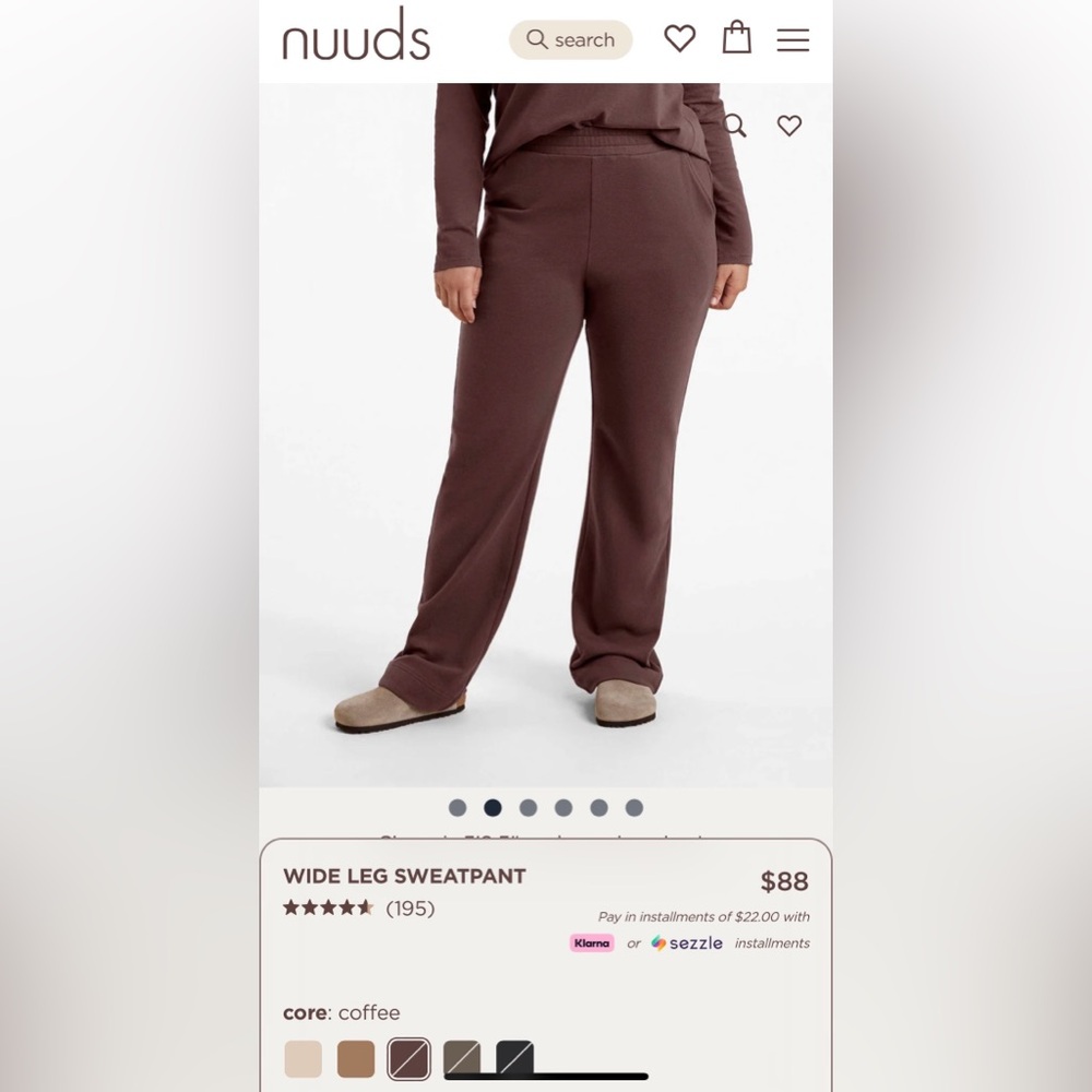 nuuds women’s wide leg sweatpants. New (no tags), never worn. Size L. Brown.